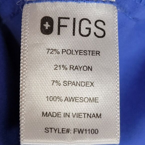 Figs Casma Thre Pocket Scrub Top Womens Small V-Neck Blue Short Sleeve Nursing - Picture 5 of 9